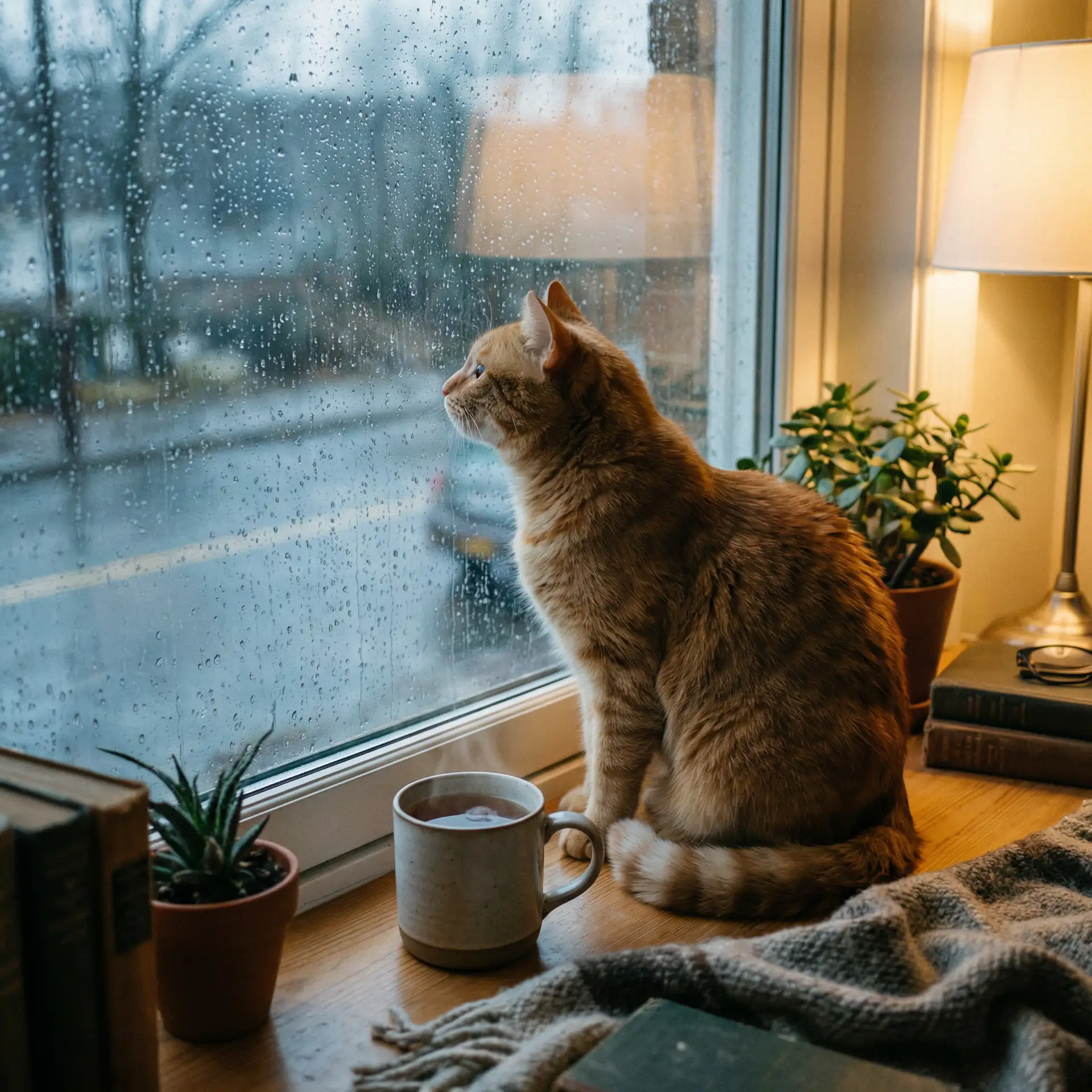 猫咪望着窗外的雨 - 鬼样少男少女